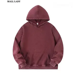 MALL LADY Womens UnisexOversized Hoodies Pullover Women Fall Acid Wash Plain Preppy Hoodie Streetwear Cotton Vintage Hooded Sweatshirt