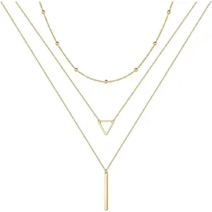 Gold Layered Necklaces for Women - 14K Gold Plated Handmade Multilayer Bar Pearls Coin Disc Moon Butterfly Medallion Adjustable Dainty Layered Choker Necklaces for Women Jewelry
