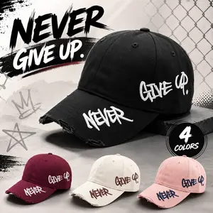 1pc Casual Trendy Baseball Cap with Side Embroidery "Nive Give Up", Versatile Streetwear  Adjustable Casual Mens hat, Fashion Style Outdoor Sun Hat for Women and Men, Curved Brim Trucker Hats Women