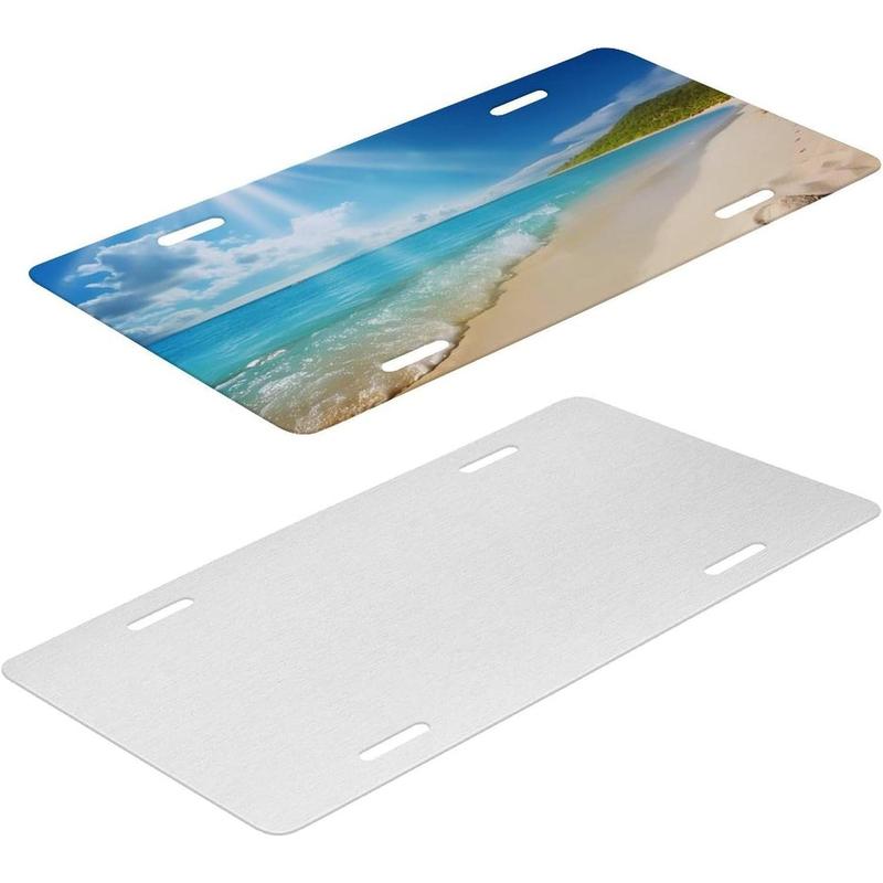 Bright Sunshine Summer Beach License Plate Frames for Women - Universal Aluminum, Rustproof, Personalized License Plate Cover with 4 Holes, 6x12 I