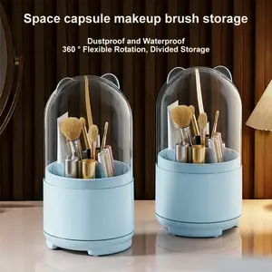 2 pc Luxury 360° Rotating Makeup Organizer – Dustproof Cosmetic Storage with Clear Lid