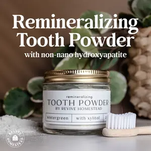 Remineralizing Tooth Powder - Non-Nano Hydroxyapatite - Revive Homestead - Fluoride-Free, Teeth Whitening, Gentle, Sensitive, Vegan Option, Remineralizing, Natural Toothpaste Alternative for Adults & Kids