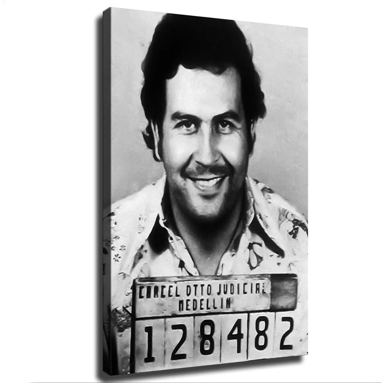 Pablo Escobar Medellin Narco Arrest Mugshot Poster Canvas Print, Modern Aesthetics Artwork, Home Decor for Living Room & Bedroom Wall Decoration
