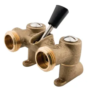 212 MAIN Raw Brass Dual Outlet Washing Machine Shut-off Valve, 0.5 x 0.75 in. Sweat Inlet with Hose Thread