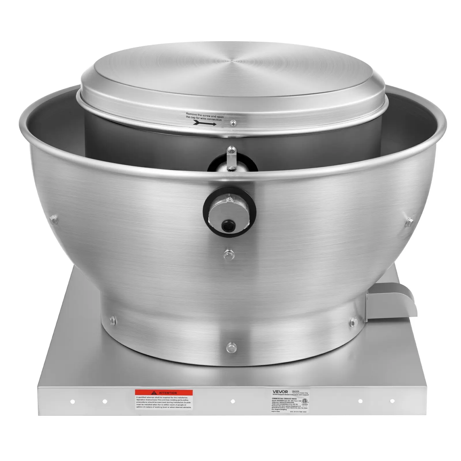 VEVOR Commercial Kitchen Blower Exhaust Fan, 28" Dia. Corrosion-Resistant Aluminum Alloy, 2109 CFM Canopy Hood, 0.75HP 560W Direct Drive, High-Speed Low-Noise IP54 Weatherproof, Smoke Removal, 28x28x20in for Food Trucks & Agricultural Environment