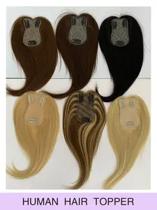 Human Hair Topper Hair Extensions Highlight Color Straight Human Hair 8-14inch Human Hair Toppers Middle Part without Bangs Luxurious Breathable Hand-Woven Replacement for Women Easy to Wear Suitable for Daily Party Friendly to Beginners Hair Pieces