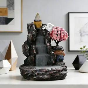 Handmade Resin Backflow Incense Burner, Delicate Mountain & Flower Details, Aromatherapy Tool & Home Ornament, Aromatherapy Scent Diffuser, Thoughtful Gift