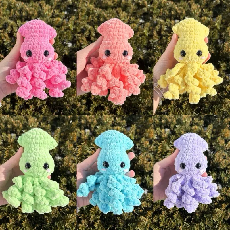 Hand-crocheted small squid