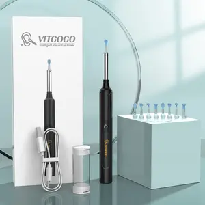 VITCOCO Visual Earwax Removal, Ear Wax Removal Kit, Safe and High Definition, Earwax Cleaner Portable USB Charging Visible 6 LED Otoscope for Android, iPhone, Ipad, Removal Drops, Removal Tool With 8 Ear Spoon Heads