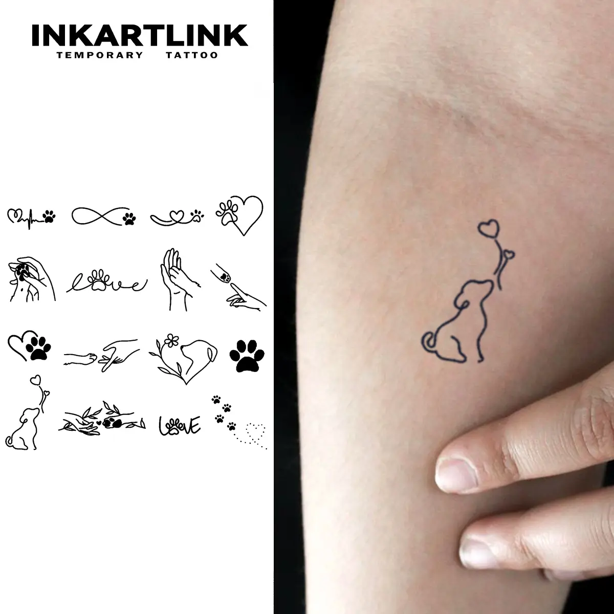 INKARTLINK Tattoo Tech, 2 Sheets Semi-Permanent Temporary Tattoos, Line Series,Adult Art Design,Lasts 1-2 Weeks, Waterproof, Realistic Look, No Adhesive, No Reflection,For Man And Woman Finger,Ideal for Swimming, Party, Temporary Tattoo, Sticker Tattoos