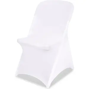 White Chair Covers Stretch Folding Chair Covers Universal Spandex Fitted Chair Slipcovers for Wedding Dining Party Banquet Holidays Celebration Trade Show Craft Show Decoration (36 Pack)