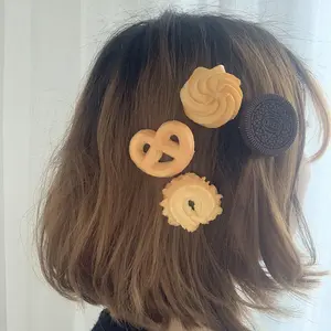 Side Hair Clips for Styling Salon Simulation Cookies Pattern Fun Hair Barrettes Cartoon Hairpins Hair Accessories for Women
