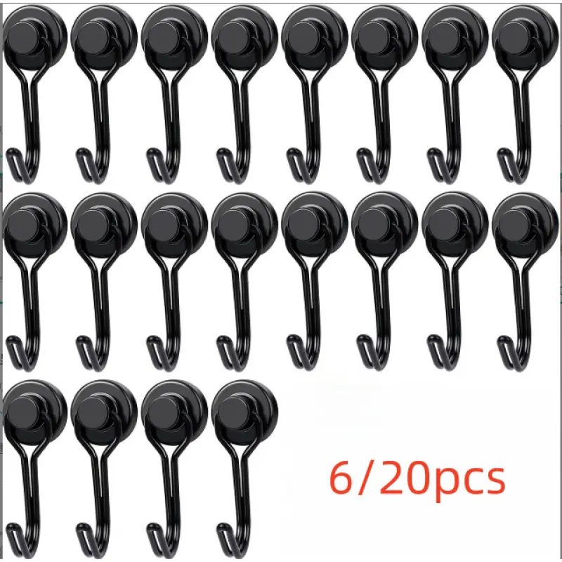 6 pieces /20 pieces Rotating magnetic hook, rotatable heavy-duty bracket, maximum load of 30 pounds, very suitable for use in cruise cabin and refrigerator, very suitable for kitchen, barbecue and garage-a must-have for cruise ships.