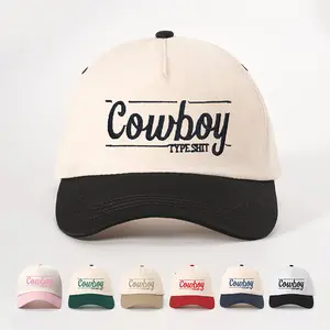 New Embroidered Cowboy Color-Block Baseball Cap, Vintage Adjustable Duckbill Cap for Spring and Summer Casual Wear