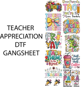 teacher appreciation dtf gagnsheet for shirtmaking