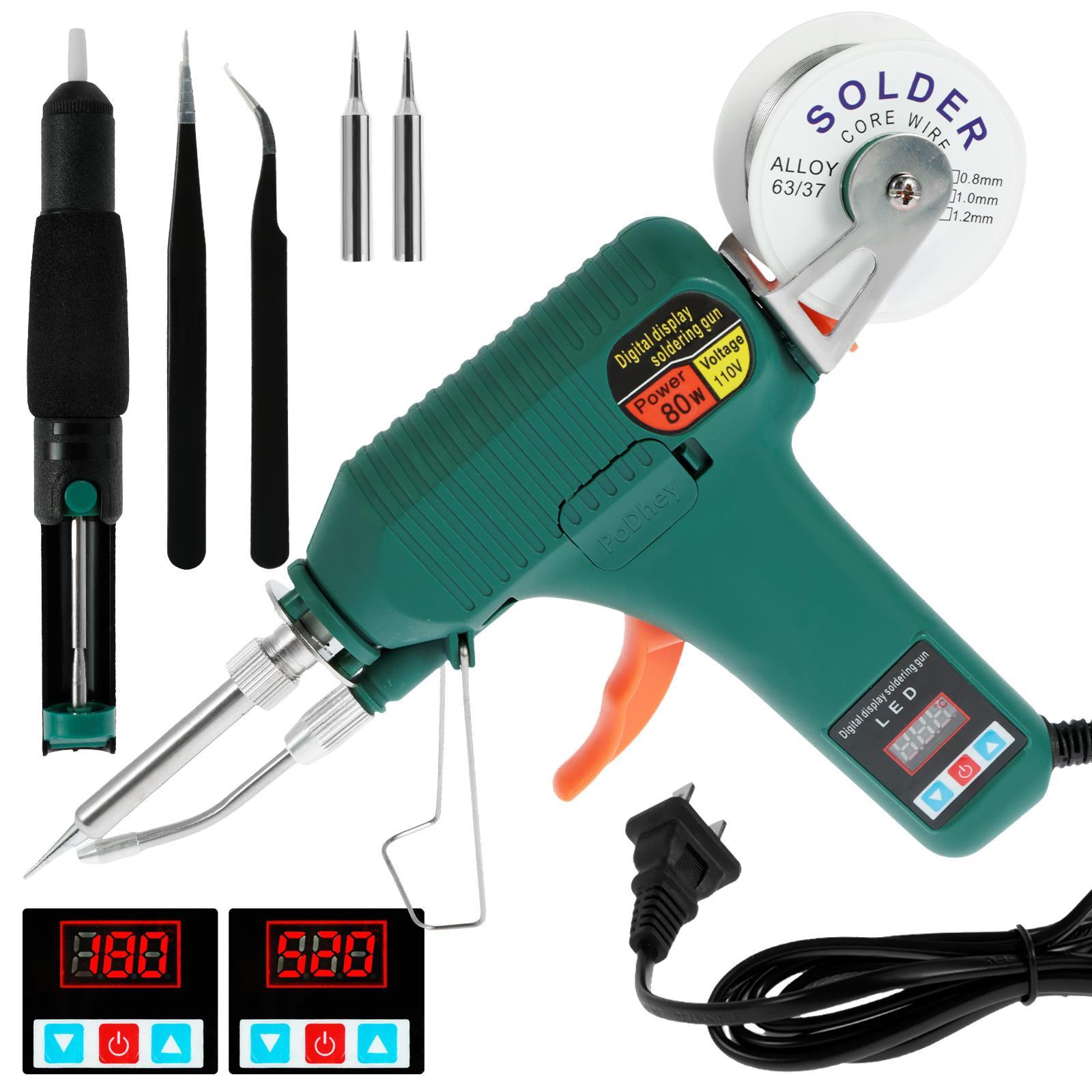 PoDhey Soldering Iron Kit 80W 180-520 Adjustable Temperature Corded Solder Iron Internal Heat Electric Welding Tool with