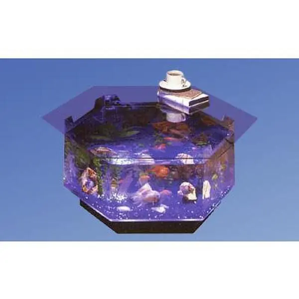 212 MAIN O-100 Aqua Octagon Aquarium Table - Tempered 38" Glass Top Acrylic Fish Tank, Pet Fish Aquatic Supply End Table for Relaxing Atmosphere, Beveled Glass