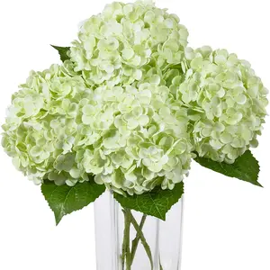 3 Pcs Large Hydrangea Artificial Flower Real Touch Hydrangeas Lifelike Hydrangea Flower for Home Wedding Bouquets Centerpieces Party Living Room Decoration(Light Green)