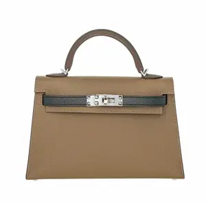 Pre-owned HERMÈS Epsom Shoulder Bags Tricolor Mini Kelly II Etoupe/Noir/Ecorce