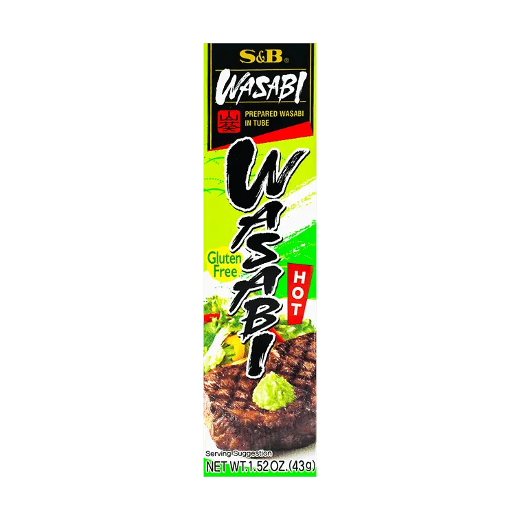 S&B Wasabi Neri Prepared Wasabi Paste Tube - 43g Ambient Japanese Condiment, Easy-to-Use Tube Format with Clean Slightly Earthy Flavor, Quick Spiciness Burst, Contains Horseradish for Sushi, Easy-To-Use Condiment