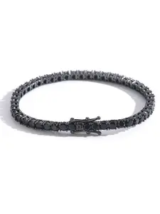 Hip-hop gun-black tennis chain single-row zircon bracelet, available in three colors: gold, silver and black