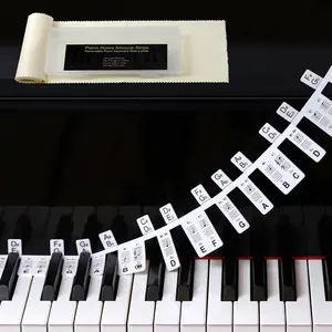 Easy Install Non-sticky Label with Black  Semitones,61 Digital Keyboard Stickers with Dust Cover and Box,Easter Basket Stuffers-Monochrome