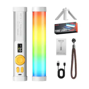 PHOTOOLEX B190S RGB Tube Light, Mini LED Video Wand, 2600mAh Rechargeable, 2500–9900K Dimmable, 360° Full Color, CRI 96+, Magnetic & Tripod Mount, App Control, Holiday, Party & Travel Ambience, Streaming & Creators, Perfect Gift for Photographers