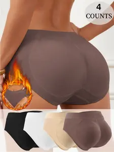 Women's Solid Color Shapewear Panty, Casual Breathable Comfortable Smooth Butt Lifter Padded Briefs, Women's Shapewear Bottoms, Hip Enhancer Seamless Underwear, Body Shaper For All Seasons, Lingerie