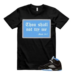 MOOD Shirt To Match 5 Retro Black University Blue White 2026, Black/University Blue Sneaker Matching Shirt, Cotton Unisex Graphic T-Shirt