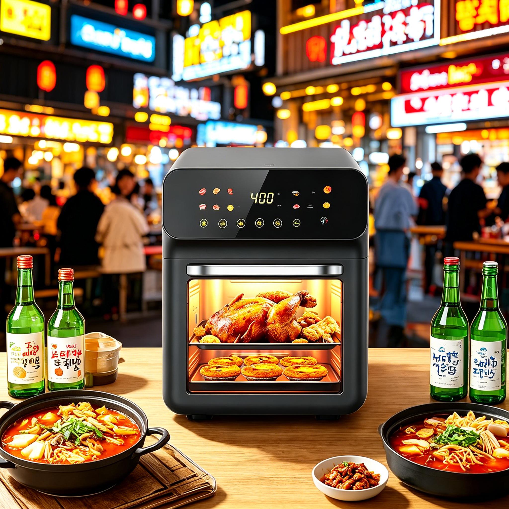 1pc Family Smart Air Fryer Oven, Touch Screen Visible Window, Stainless Steel Non-Stick, Low Oil Healthy, Multifunctional for Roasting Baking Frying, Countertop French Fries Maker for Home Kitchen Daily Use Glass