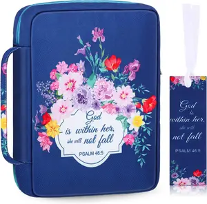 Bible Cover for Women 10 Elegant Floral Portable Protective Case | Bible Study Bag with Handle Organizer Cosmetic Bag