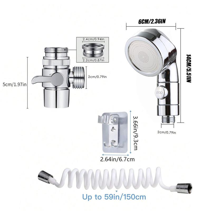 Universal Sink Sprayer with Hose, Handheld Faucet Adapter with Water Saving Switch, Ideal for Kitchen Sinks, Pet Bathrooms, Showers, Cleaning, Handheld Shower Heads