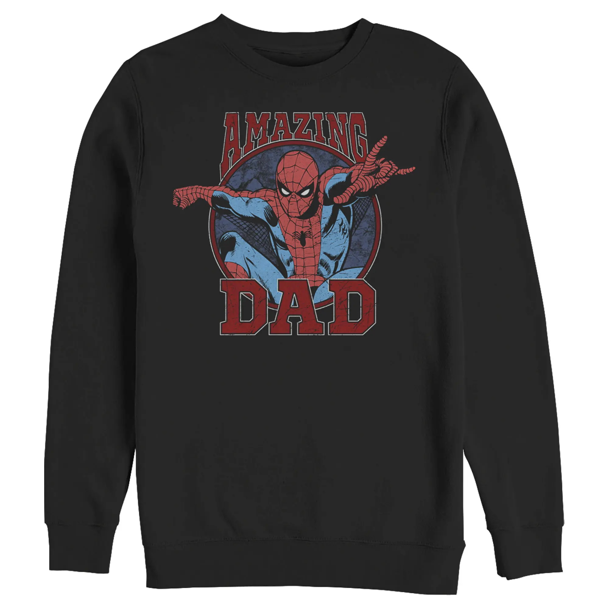 Men's Marvel Father's Day Spider-Man Amazing Dad Sweatshirt, Menswear, Casual, Distressed, Long Sleeve