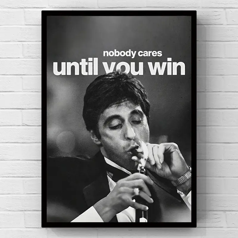 Scarface Tony Montana “Cigar Success” quote, black and white motivational art, minimalist artwork, 2D flat print canvas wall art poster, wall decoration for home and bedroom, inspirational wall decor, perfect gift for workspace and gentleman’s room