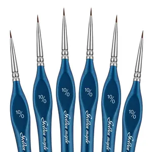 Golden Maple 6PCS 10/0 Blue Extra Fine Detail Miniature Paint Brush Set