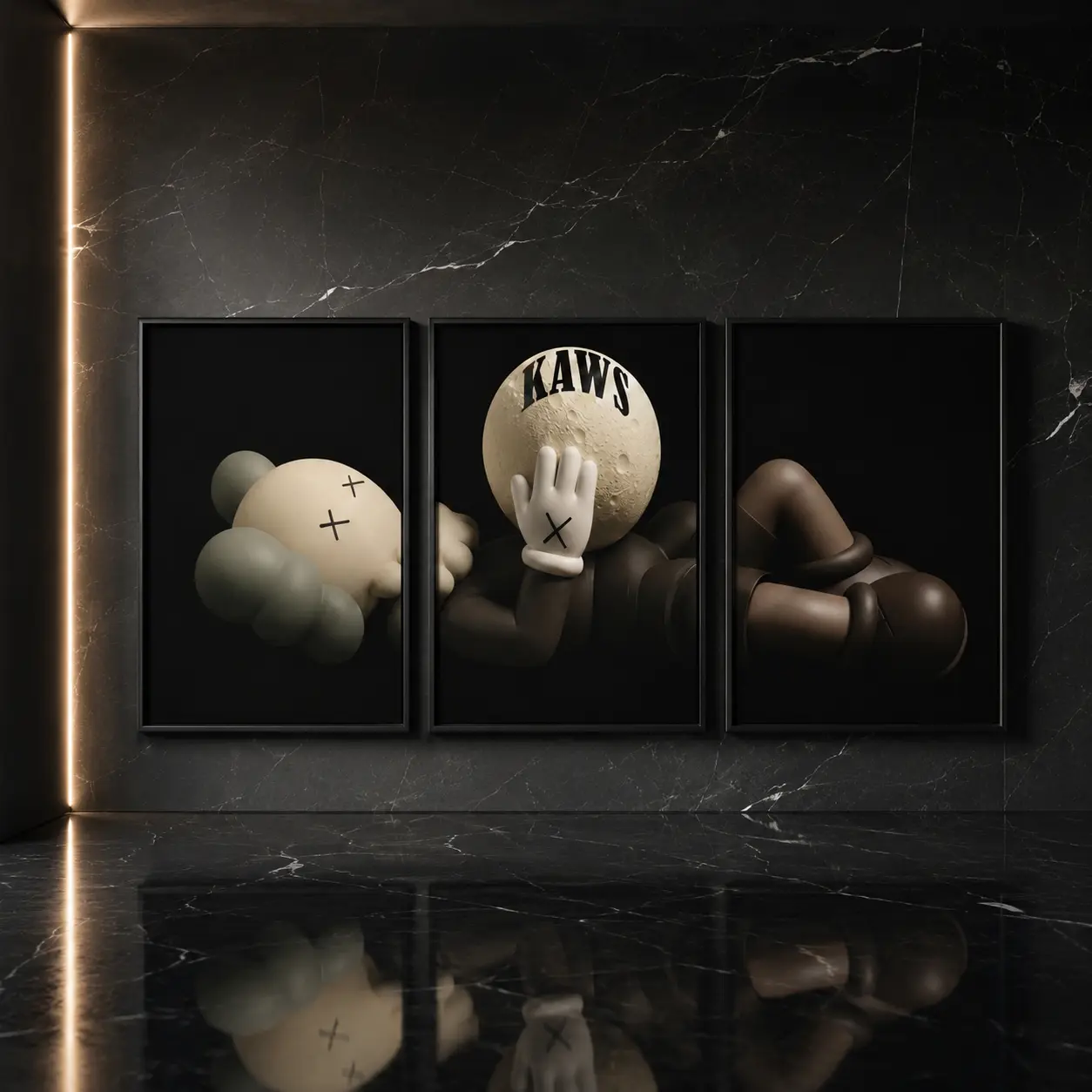 3-Piece Trendy Street Art Figure Print Wall Decor - Dark Aesthetic Hypebeast Wood/Metal Posters, Cool Gift for Him for Man Cave or Mens Apartment Setup, Three Pieces