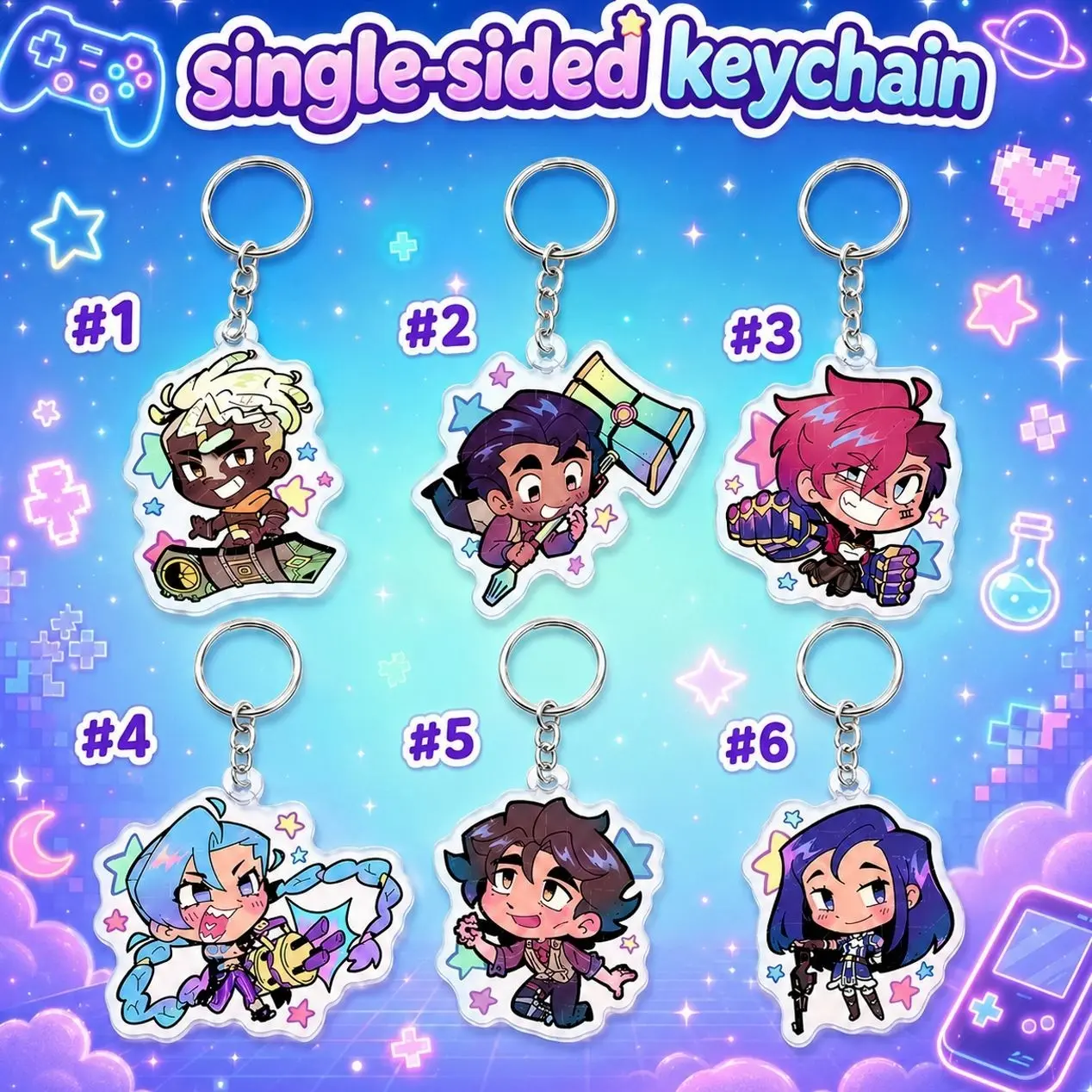 Steampunk Battle Chibi Acrylic Keychain | Cyber Punk Fighter Keyring | Cute Magic Tech Anime Bag Charm | Neon Game Character Acrylic Charm | Cool Backpack Accessory Gift