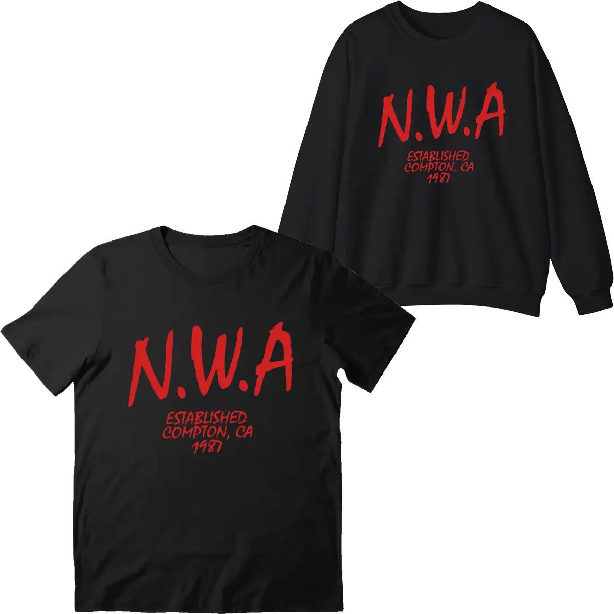 Vintage NWA Established Red Black T-Shirt Men's Sweatshirt, Gift for Fans Cotton Unisex Men's T-Shirt