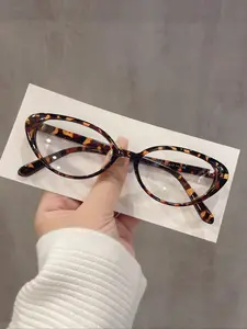 Women's Cat Eye Full Frame Eyeglasses, Anti-Blue Light Metal Hinges, Casual Fashion Style, All Season Use, Plain Color Design, Leopard Pattern Eyeglasses