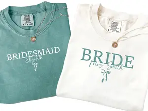 Custom Bride Bridesmaid Shirt, Comfort Colors, Bridal Party Gift, Wedding Day Getting Ready, Trendy Bachelorette Merch, Group Matching Tee