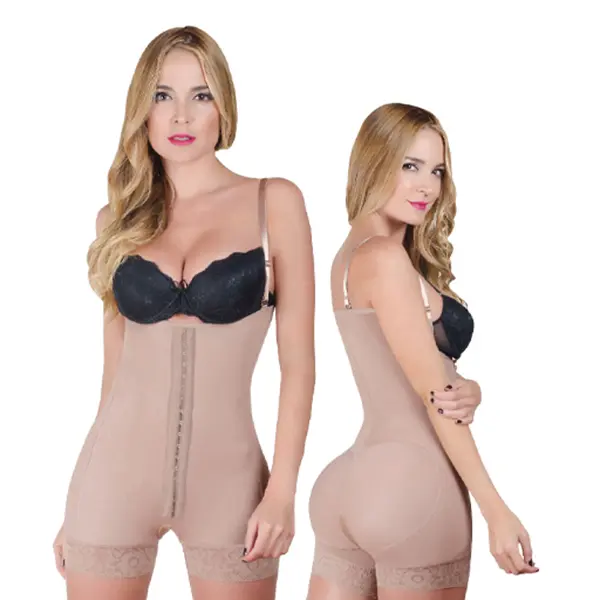 Fajas Colombianas Bbl & Lipo Surgery Compression Shapewear Ref-2066 U-Shaped Back Adjustable Straps Optic Color 3 Levels Hook Everyday Wear Women's Basic Fit Shirt Flat Tee Womenswear Cocoa
