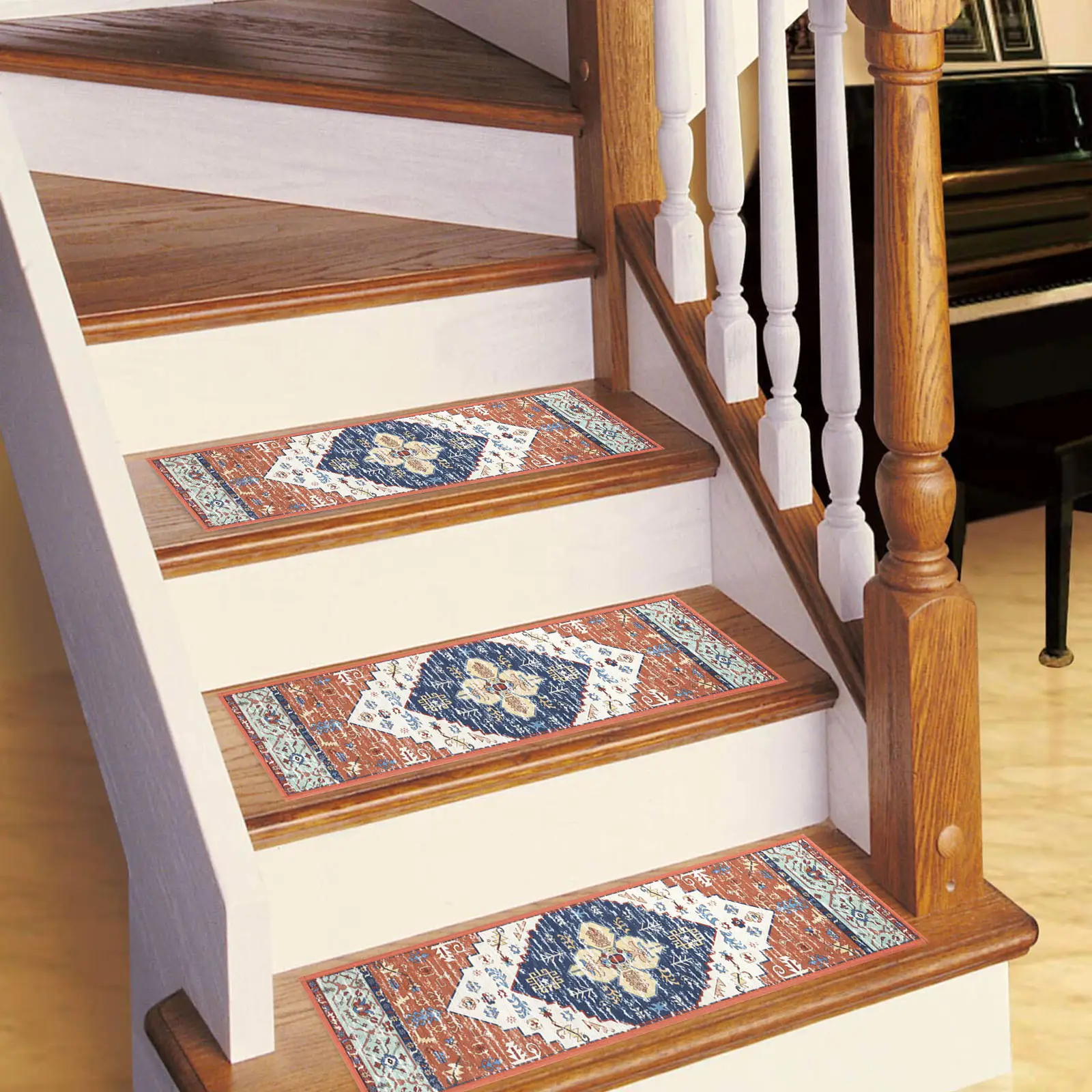 [SeptemberRestock] HEBE Non Slip Carpet Stair Runner for Wooden Steps Indoor 8''x30'' Staircase Step Treads Reusable Stair Runner Mats for Dogs and Ki