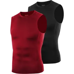 Luxury Premium Men's Wear 2 Pack Sleeveless Compression Shirt Men, Quick Dry Athletic Workout Tank Top, Gym Sports Base Layer Undershirts