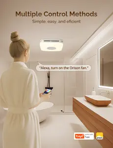 Orison Bathroom Exhaust Fan with Bluetooth Speaker, 110 CFM 1.0 Sone, bathroom vent fan featuring Light with 3 Color Temperatures, RGB Music Light, Nightlight, Remote Control, EZ Install