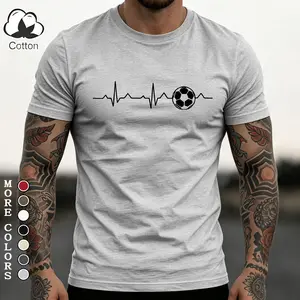 Men's Cotton T-Shirt Funny Graphic Tee, Humorous Unisex Good Graphic Tee with Soccer Heartbeat Print, Soft Breathable Sports-Inspired Streetwear Top, Relaxed Fit Casual Crewneck, Ideal Gift for Football Fans