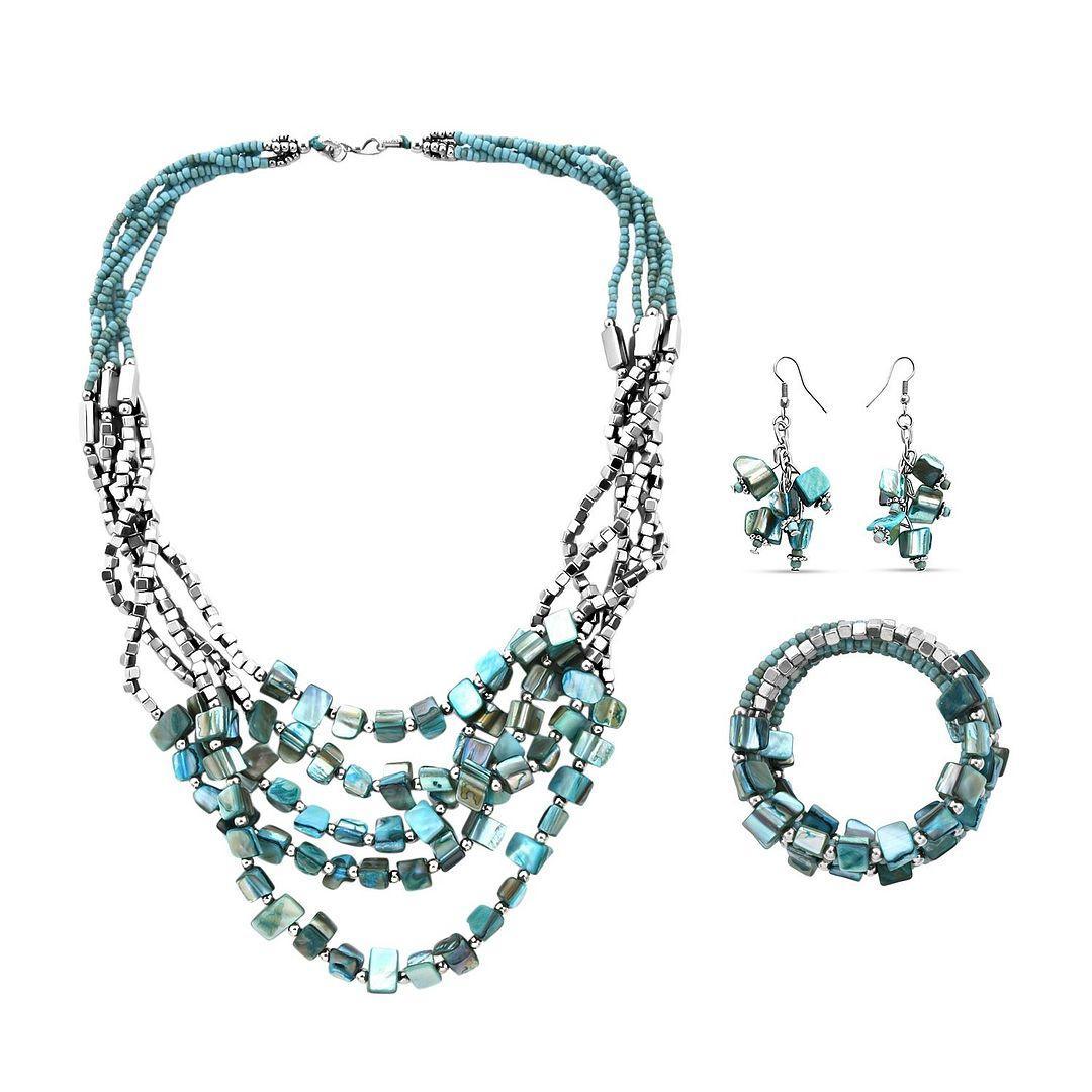 Costume Jewelry Sets for Women - Beaded Bracelet Earrings and Necklace Set - Handmade Seed Beads Vintage Summer Beach Boho Jewelry - Birthday Anniversary Christmas Gifts for Womens  - 22 Inches