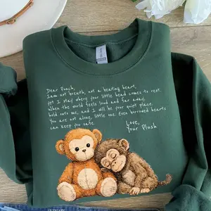 Dear Punch Monkey T-Shirt/Sweatshirt/Hoodie, Viral Baby Monkey with Plush Toy Sweatshirt, Emotional Animal Graphic T-Shirt, Cute Aesthetic Gift