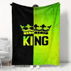 Colorblock King Flannel Blanket, Soft Warm Throw for Sofa Bed Travel Camping Home Decor, Holiday Gift Idea