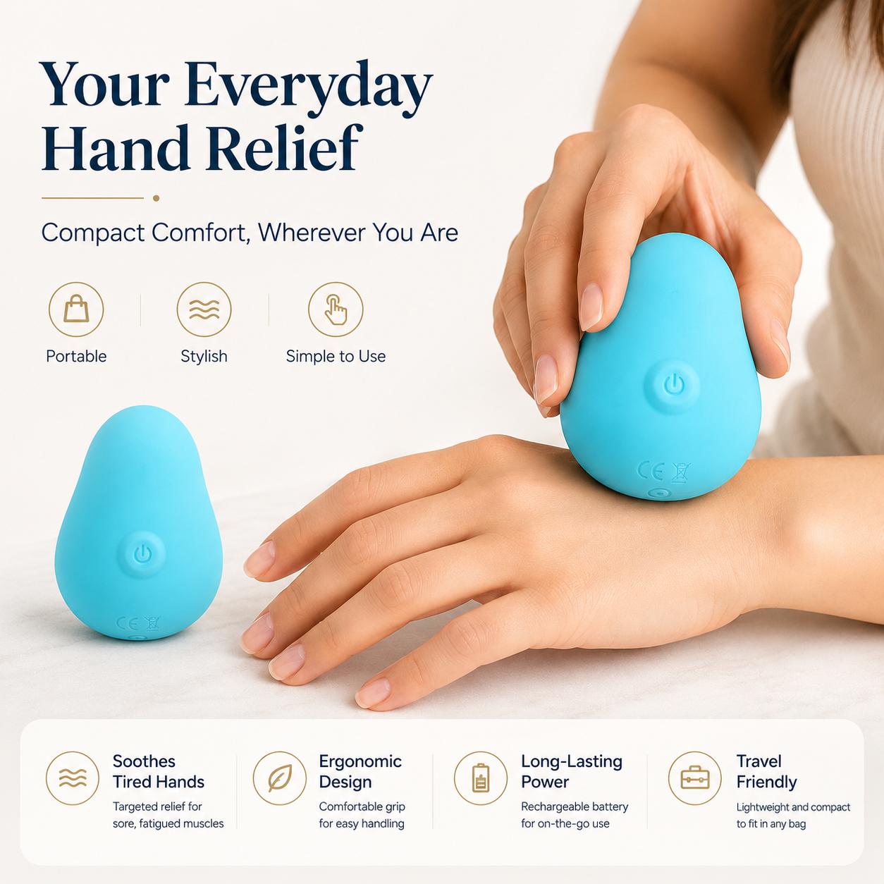 Portable Cordless Rechargeable Vibratory Hand Massager - 8 Modes Wrist Relaxing Daily Tool, Women's Personal Gadget for Adults, Ideal Gifts for Adulting Women, Lightweight Home Supply & Tools and Gadgets for Her, Women's Personal Gadgets