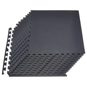 【Summervibes】VEVOR Puzzle Exercise Mat, 24 PCS Fitness Equipment Mats, 24 x 24 x 0.56 in, High-Density EVA Foam Gym Mats Set, Interlocking Rubber Soft Tiles, Protective Floor Padding for Home, Gym, Office, Black